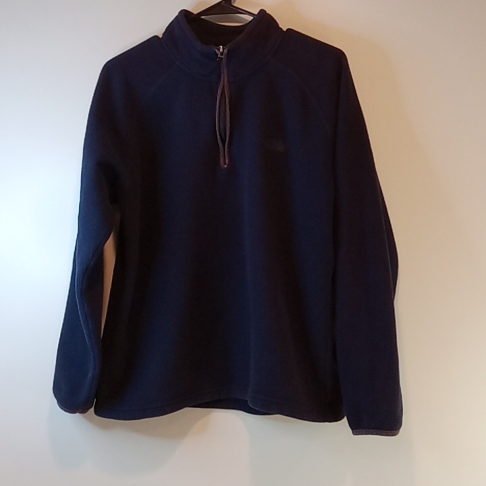 The North Face Waffle Knit 1/4 Zip Fleece Pullover Jacket Blue Men's Sz Med EUC!